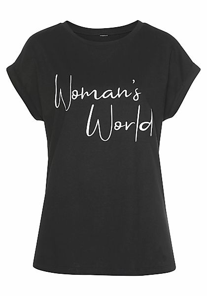 LASCANA T-Shirt, mit Frontprint, Kurzarmshirt aus Baumwolle, Basic günstig online kaufen