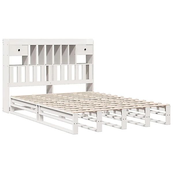 vidaXL Massivholzbett mit Regal ohne Matratze Weiß 140x190 cm Kiefer 332398 günstig online kaufen