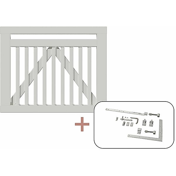 Einzeltor Linea Nadelholz Weiß 100 cm x 80 cm günstig online kaufen