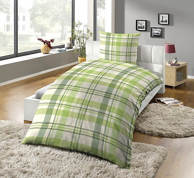 KiNZLER Bettwäsche "Poly-Cotton "Emil"" 2 Stk. kariert, bedruckt, pflegelei günstig online kaufen
