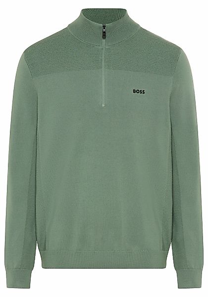 BOSS GREEN Strickpullover Stehkragen mit Reißverschluss, Regular Fit günstig online kaufen