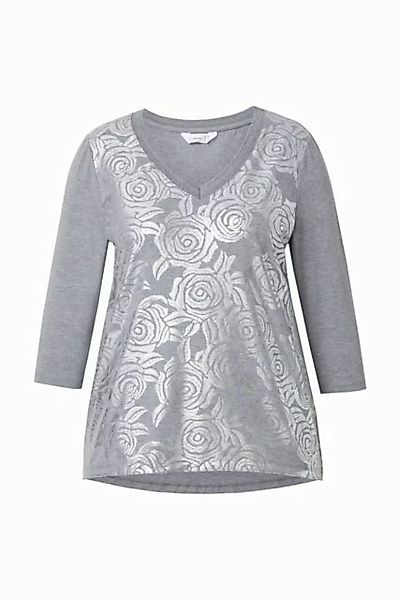 MIAMODA Rundhalsshirt T-Shirt A-Linie silbernes Rosenmuster günstig online kaufen