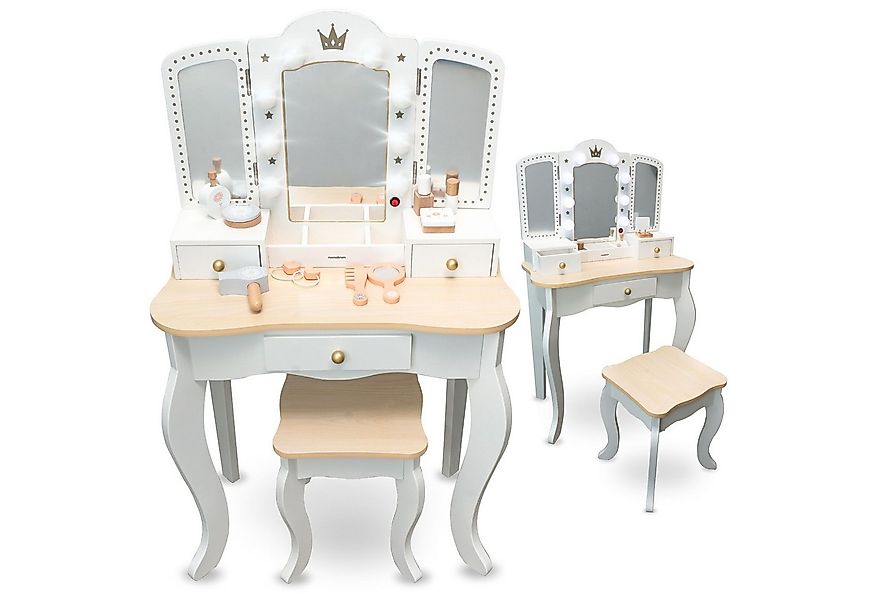 Mamabrum Schminktisch 2in1 Kinder-Schminktisch– LED-Licht, Spiegel & Stuhl, günstig online kaufen
