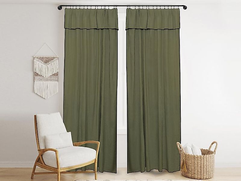 2er-Set Vorhänge aus Baumwolle & Leinen - 140 x 280 cm - Khaki - BORINA günstig online kaufen