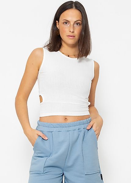SASSYCLASSY Tanktop Geripptes Top mit Cut-Out günstig online kaufen