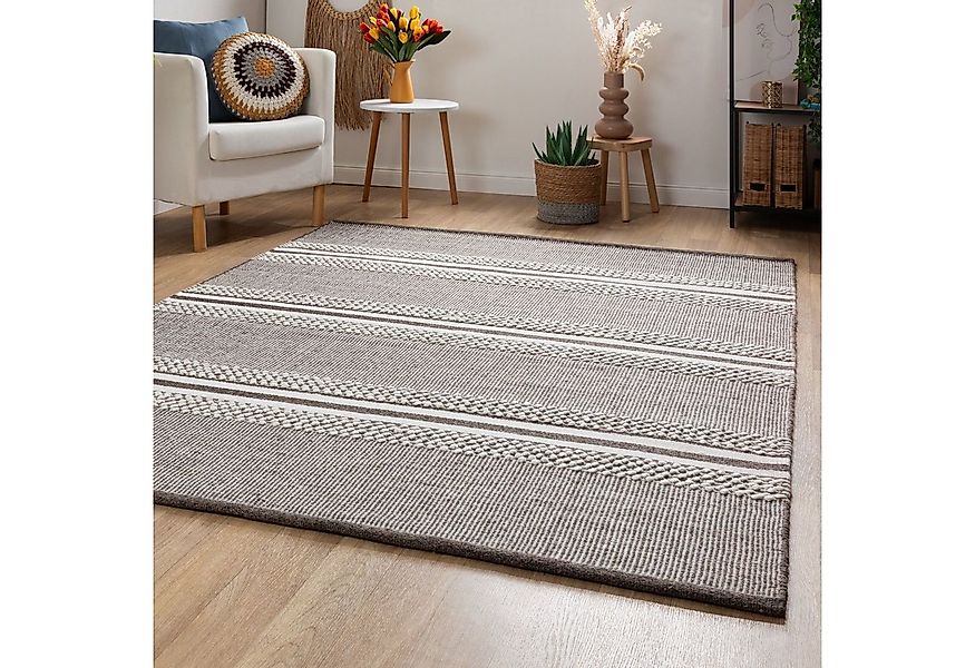 Steffensmeier Wollteppich Habo Breite Streifen, Rechteckig, Handwebteppich, günstig online kaufen