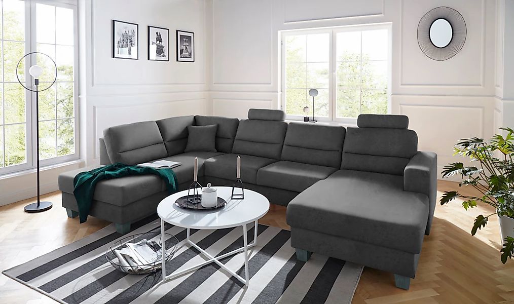 TRENDMANUFAKTUR Wohnlandschaft "Chamber, U-Form" inklusive zwei Kopfstützen günstig online kaufen