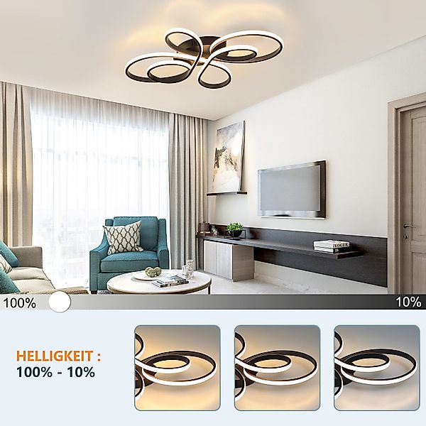 Nettlife LED Deckenleuchte Schwarz Dimmbar Wohnzimmer günstig online kaufen