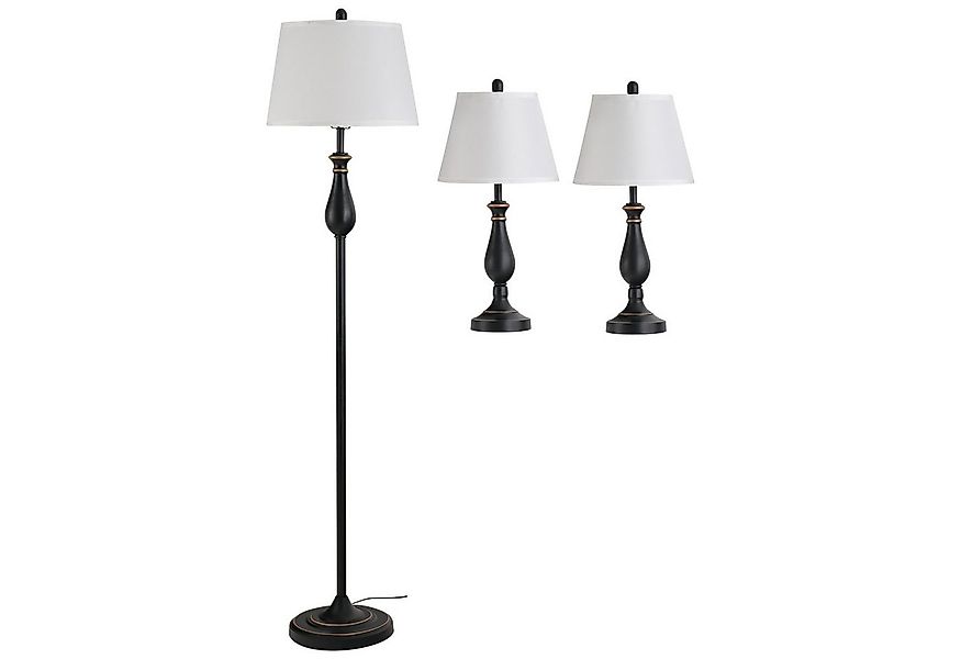 HOMCOM Stehlampe 3er- Lampenset 2 Tischlampen + 1 Stehlampe, 3 x E27 (nicht günstig online kaufen