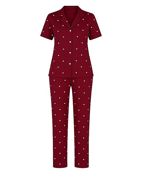 fashionshowcase Pyjama Damen Hausanzug Langarm-Schlafanzug Bordeauxrot günstig online kaufen