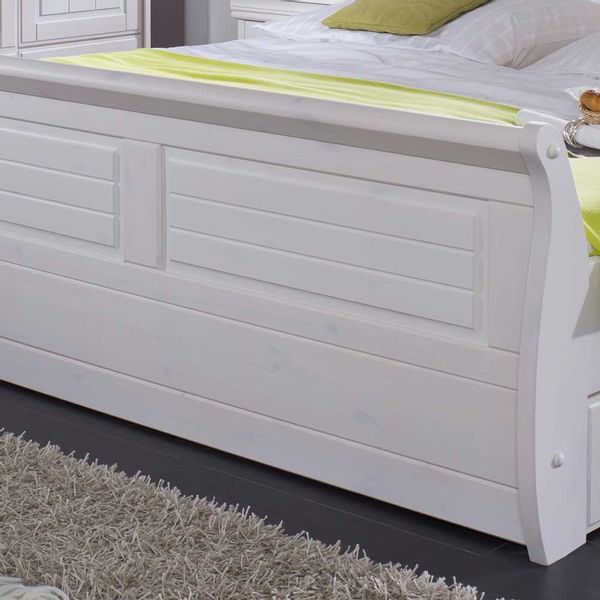 Massivholzbett in Weiß Kiefer günstig online kaufen