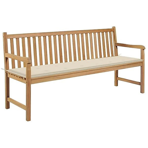 vidaXL Gartenbank mit Cremeweißer Auflage 175 cm Massivholz Teak 3062786 günstig online kaufen