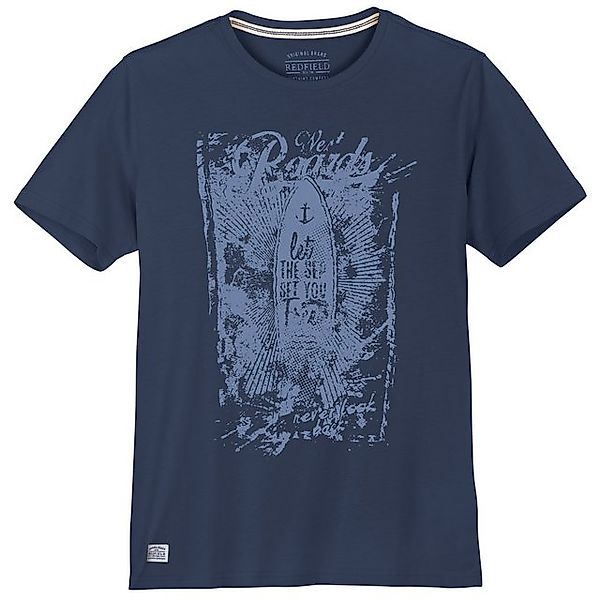 redfield Rundhalsshirt Redfield Übergrößen T-Shirt Vintageprint denimblau günstig online kaufen