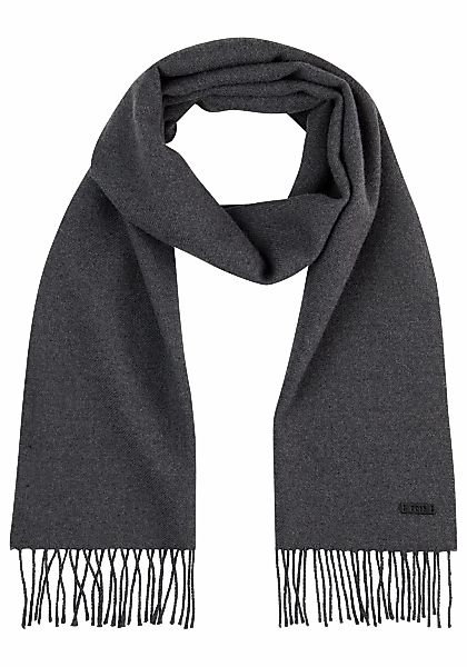 BOSS Wollschal "Naster 35*180", mit gedrehten Fransen 100% Wolle Lederlabel günstig online kaufen