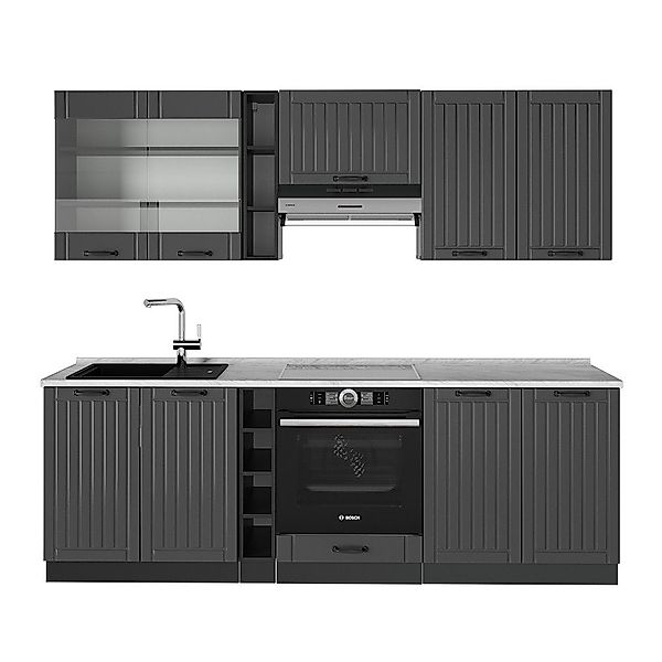 Vicco Küchenzeile Fame-Line, Dunkelgrau/Anthrazit, 235 cm, günstig online kaufen