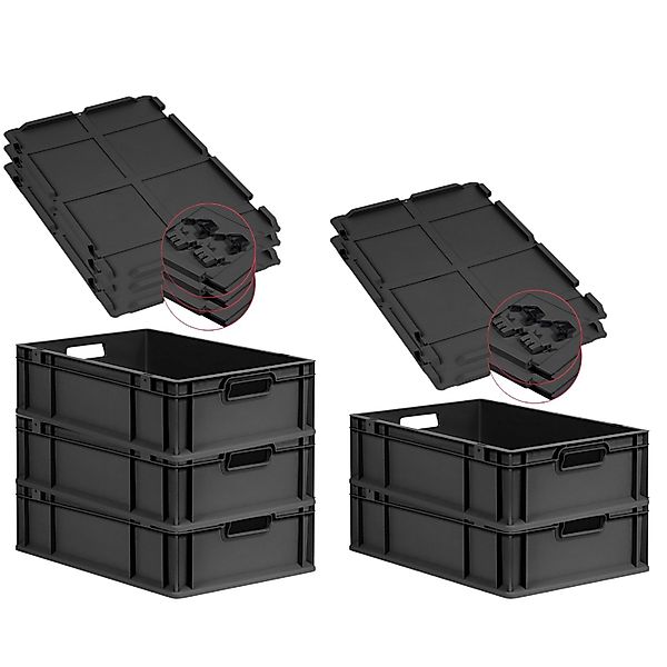 PROREGAL SuperSparSet 5x Eurobox Nextgen Grip Mit Scharnierdeckel Und Schwa günstig online kaufen