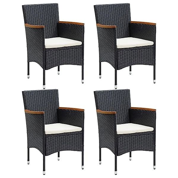 vidaXL Garten-Essstühle 4 Stk Poly Rattan Schwarz 310566 günstig online kaufen