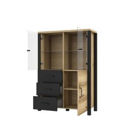 Highbord im Industry und Loft Stil Eichefarben und Schwarz günstig online kaufen