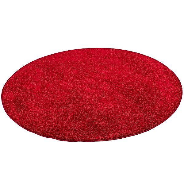 Snapstyle Hochflor Velours Teppich Cottage Rot 160cm Rund günstig online kaufen