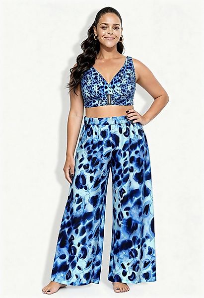 Ulla Popken Funktionshose Palazzohose Animal-Muster weites Bein Elastikbund günstig online kaufen