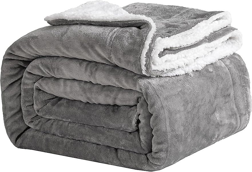Wohndecke Kuschelige Wohndecke Fleecedecke mit Sherpa-Futter günstig online kaufen