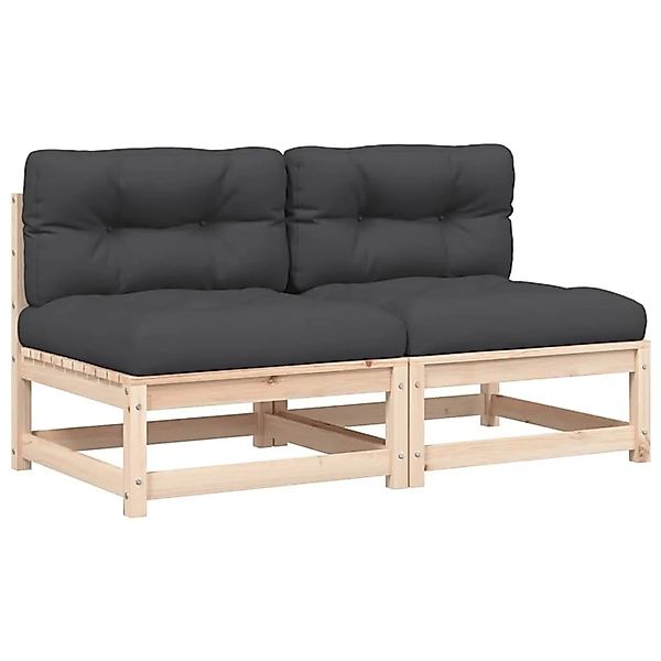 vidaXL Gartensofas ohne Armlehnen mit Kissen 2 Stk Massivholz Kiefer 838086 günstig online kaufen