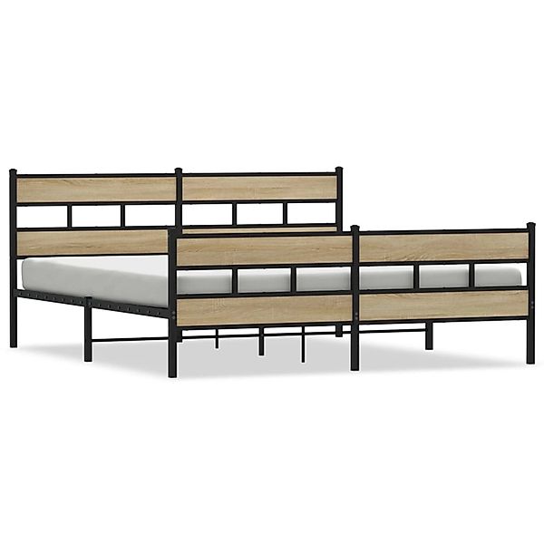 vidaXL Metallbett ohne Matratze Sonoma-Eiche 200x200 cm 3308475 günstig online kaufen