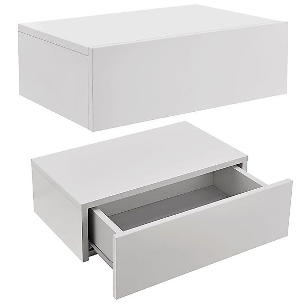 Juskys Wandregal Nachttisch 46x30x15 cm mit Schublade Weiß günstig online kaufen
