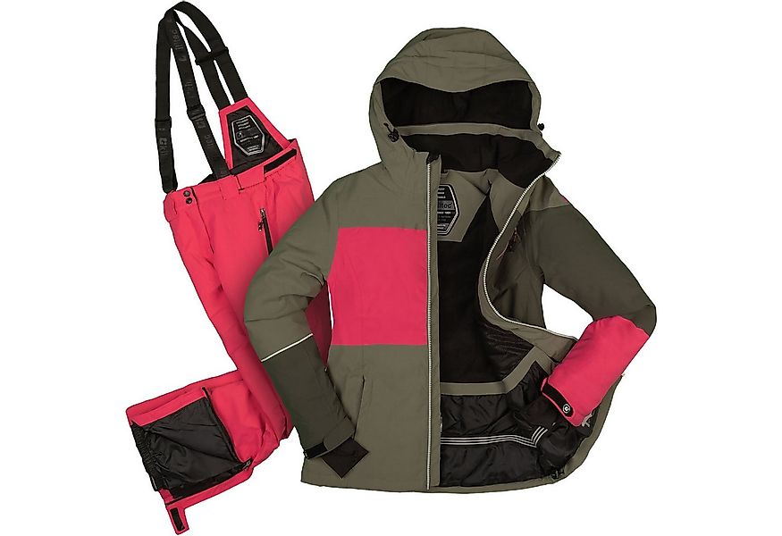 Killtec Skianzug Damen Skijacke grün + Skihose pink, verschweißte Nähte günstig online kaufen