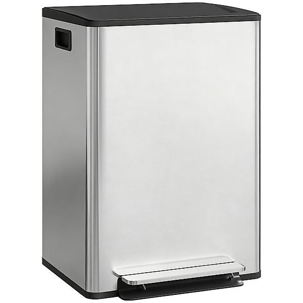 HOMCOM 2x30L Pedalmülleimer für Mülltrennung, Küchen-Mülleimer mit 2 Fächer günstig online kaufen
