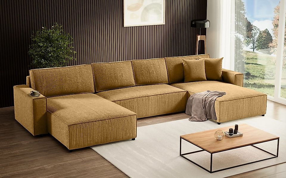 Beautysofa Ecksofa U-Form Parys, mit Schlaffunktion, günstig online kaufen