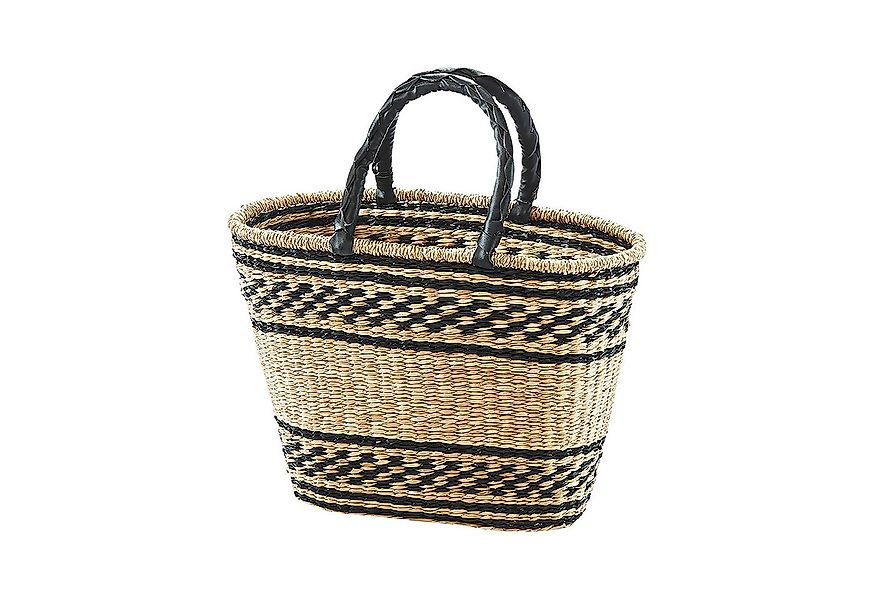 Kobolo Shopper Flechttasche Seegras Griffe aus Kunstleder günstig online kaufen