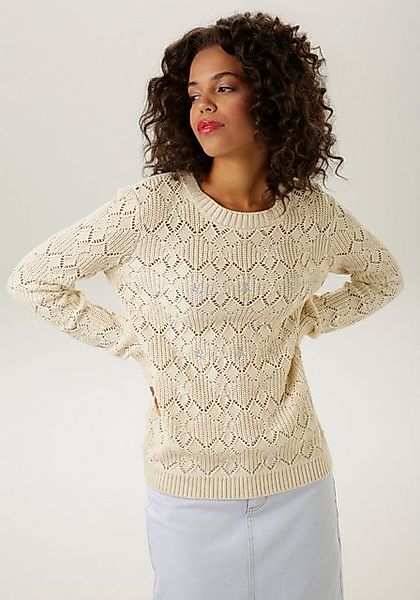 Aniston CASUAL Strickpullover, mit romantische, eingestrickten Blümchen günstig online kaufen