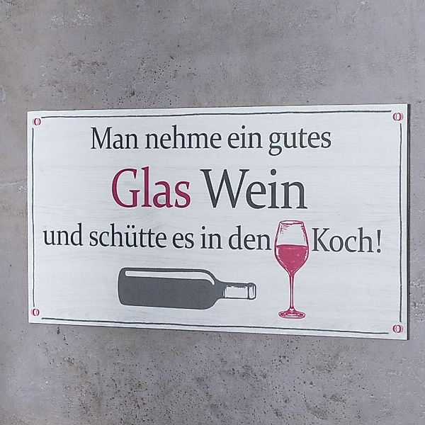 Levandeo® Wandbild, Wandbild 40x20cm Wein Spruch Küche Küchendeko Deko Wand günstig online kaufen