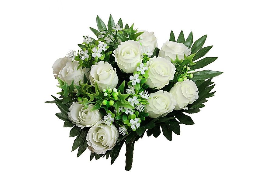Kunstblumenstrauß Kunstblume Strauß Rosen Blumenstrauß 39cm WEISS leicht cr günstig online kaufen