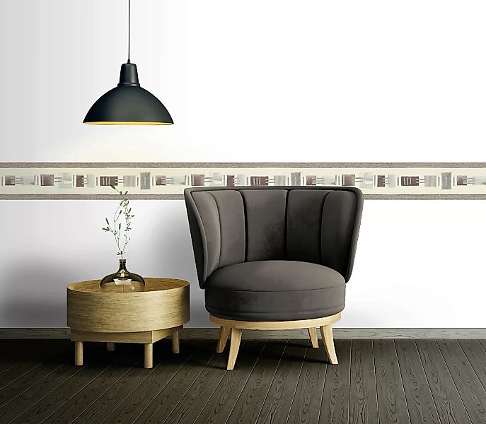 Bricoflor Selbstklebende Tapetenbordüre in Grau und Braun Moderne Bordüre i günstig online kaufen