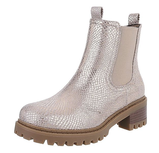 Ital-Design Elegante Damen Boots mit Blockabsatz und elastischen Einsätzen günstig online kaufen