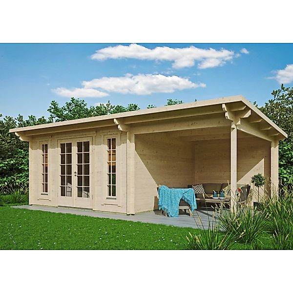 Fjordholz Gartenhaus Modell Jacob 44 C mit Seitendach Grau Imprägniert günstig online kaufen