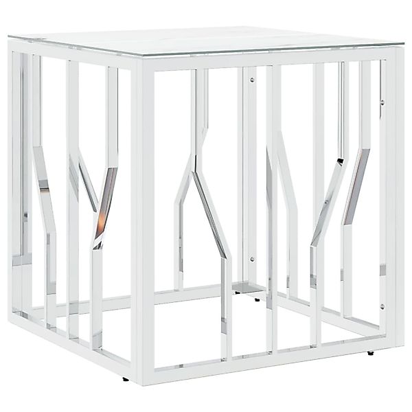 vidaXL Couchtisch Silbern 50x50x50 cm Edelstahl und Glas 350043 günstig online kaufen