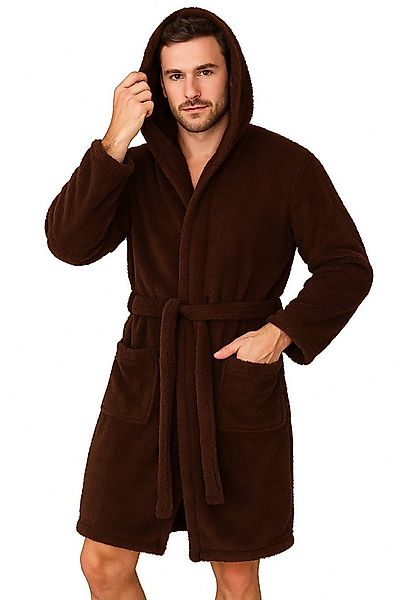Bongual Herrenbademantel Saunamantel Flausch Morgenmantel, Kapuze, Gürtel günstig online kaufen