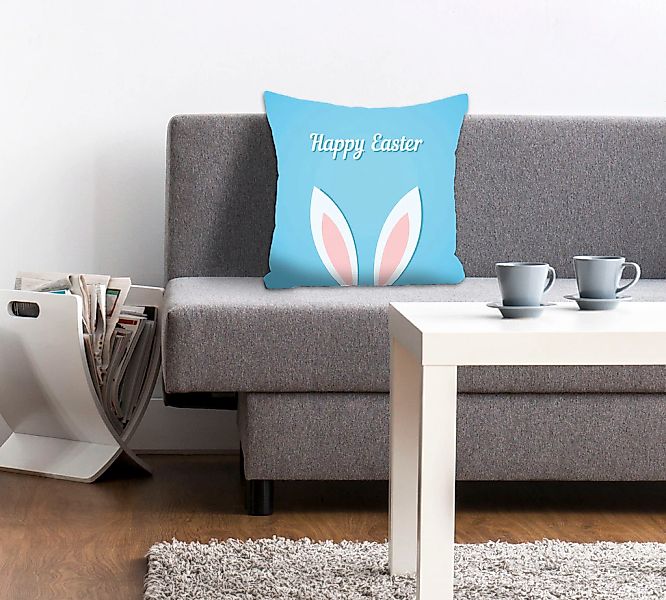 queence Dekokissen "Happy Easter blue" mit einem österlichen Schriftzug günstig online kaufen
