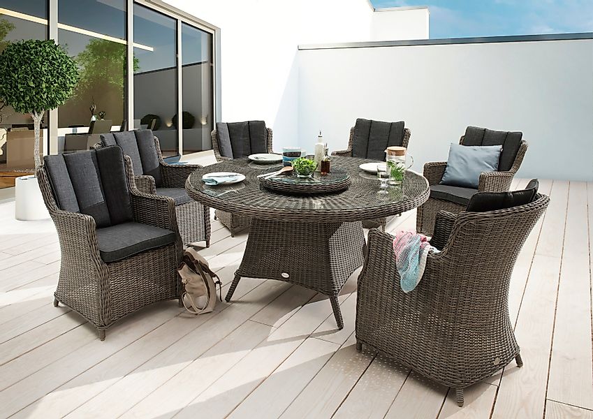 Destiny Garten-Essgruppe LUNA, (19-tlg., 6x Sessel, günstig online kaufen
