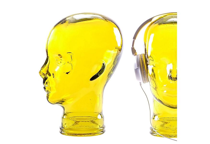 DESIGN DELIGHTS Skulptur Glas KOPFHÖRERSTÄNDER MICK gelb transparent, 29cm günstig online kaufen