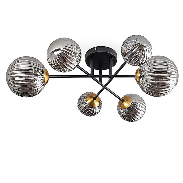 hofstein Deckenleuchte Deckenlampe aus Metall/Riffelglas in günstig online kaufen