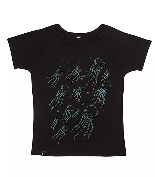 Glitzer Quallen - Fair Gehandeltes Modal Rolled Sleeve Frauen T-shirt - Sch günstig online kaufen