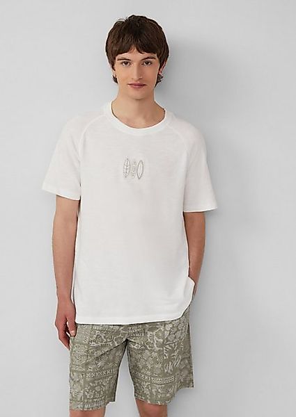 s.Oliver Kurzarmshirt Raglan-T-Shirt mit Flammgarnstruktur und Stickerei günstig online kaufen