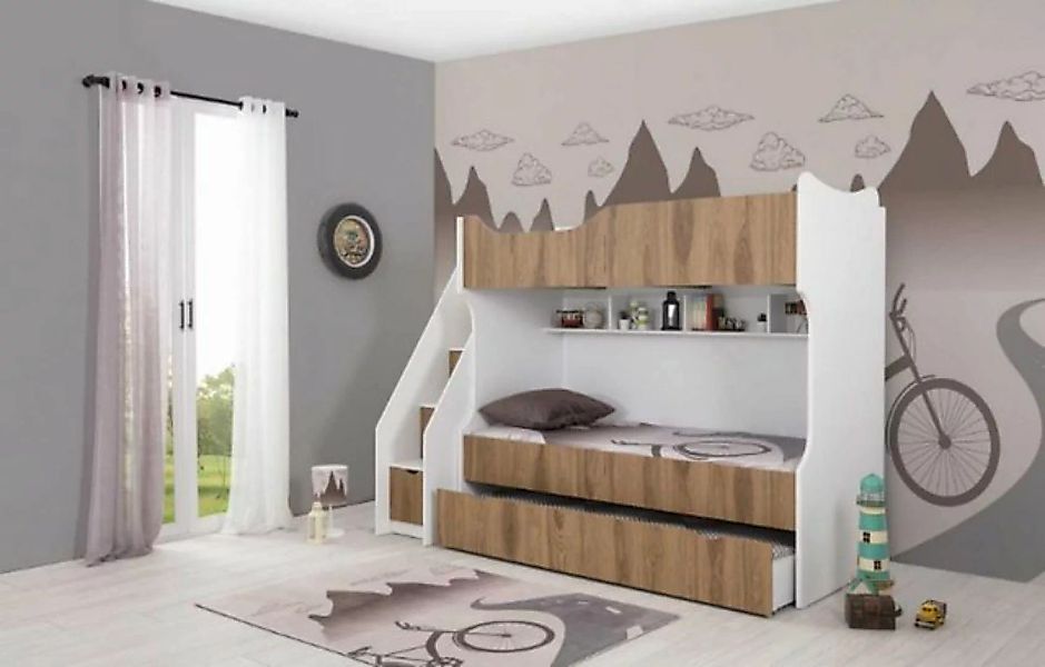JVmoebel Kinderbett Kinderbett Etagenbett Bett Kindermöbel Weiß Garnitur Mo günstig online kaufen