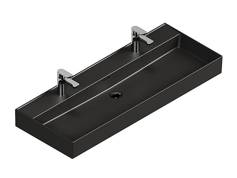 Aqua Bagno Doppelwaschtisch Doppelwaschbecken 120cm schwarz günstig online kaufen