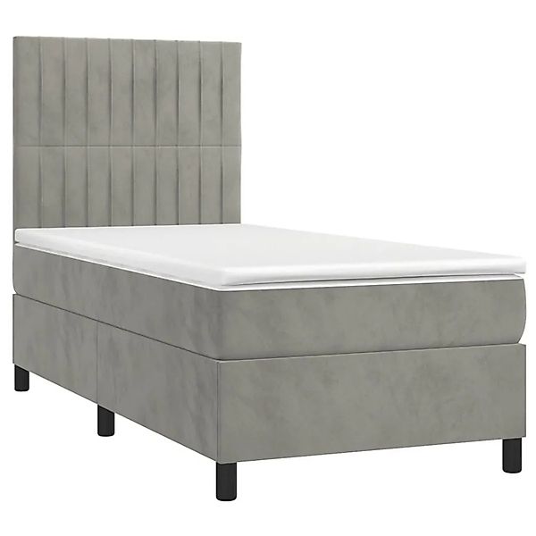vidaXL Boxspringbett mit Matratze Hellgrau 90x190 cm Samt 3143115 günstig online kaufen