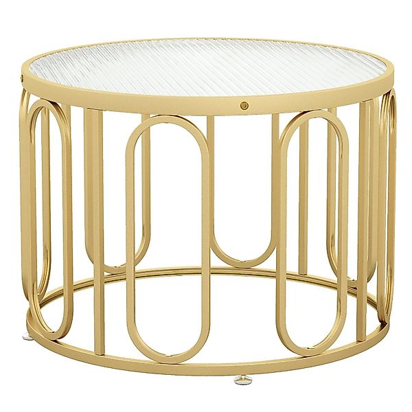 COSTWAY Couchtisch, rund, Glas, mit Stauraum, günstig online kaufen